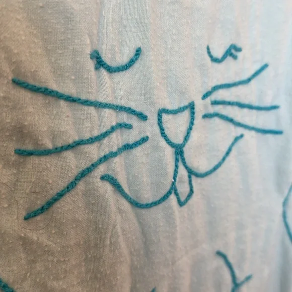 Vintage Turtles Cats Apples Dogs Baby Blanket Blue Pink White embroidered bunny